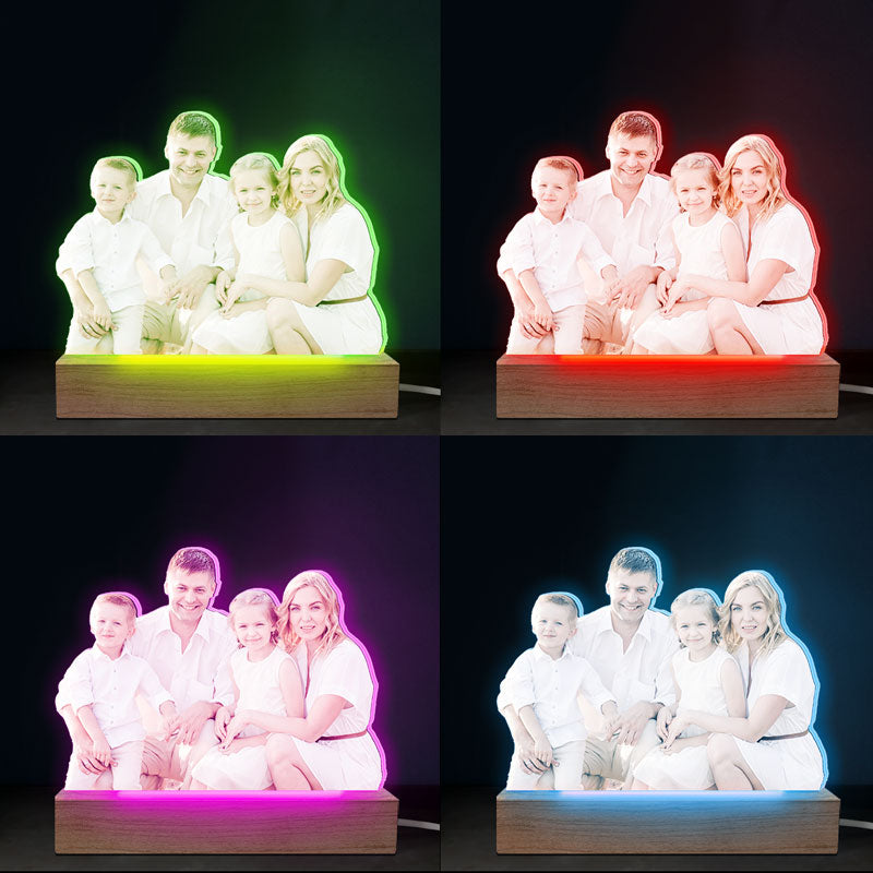 Photo personnalisée : la source de ma plus grande joie - Lampe LED 3D personnalisée en forme de famille - Téléchargez une photo cadeau pour les membres de la famille