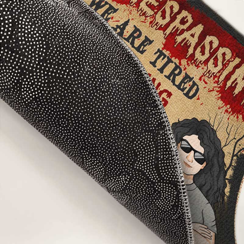 Interdiction d'entrer, nous en avons assez de cacher des corps - Tapis décoratif personnalisé pour couple - Cadeau d'Halloween pour mari et femme, anniversaire
