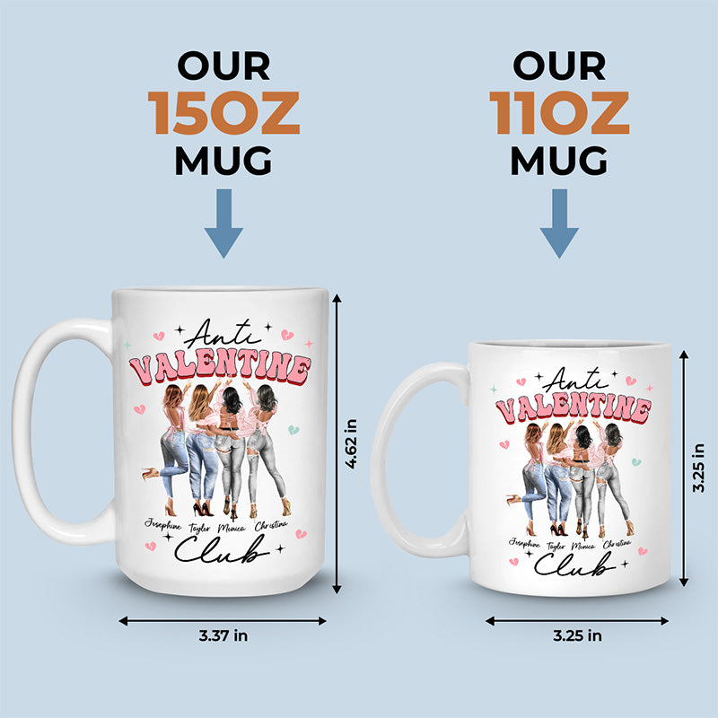 Anti Valentine Club - Mug personnalisé Bestie - Cadeau de Saint-Valentin pour meilleures amies, meilleures amies, sœurs