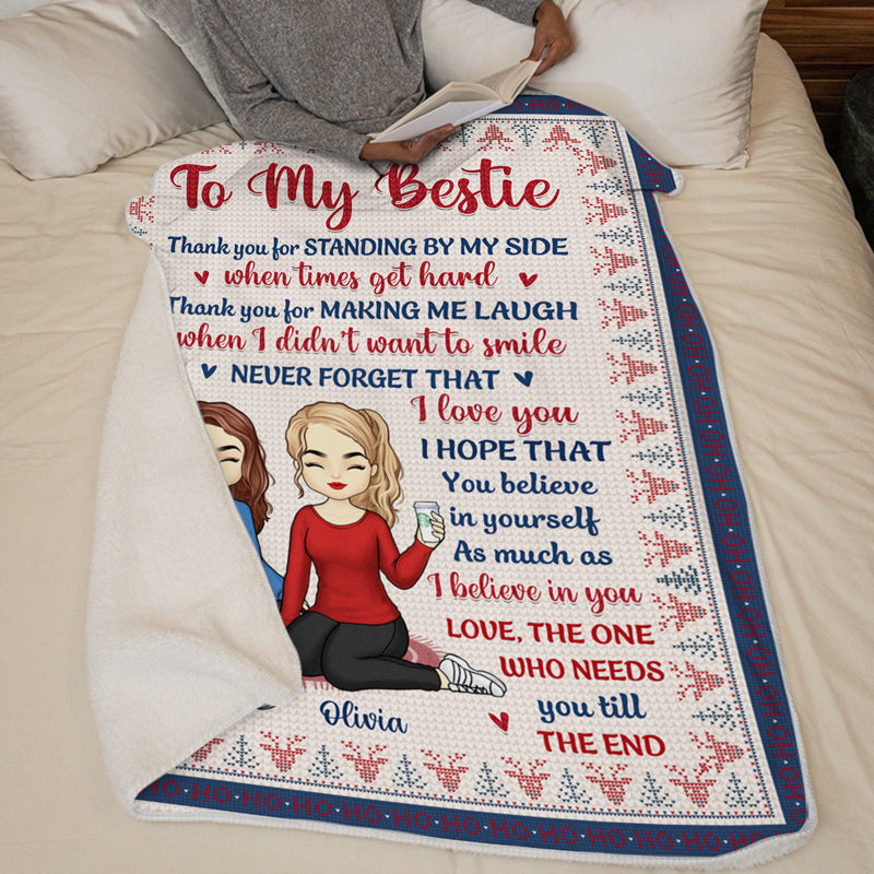 Couverture personnalisée « J'ai besoin de toi jusqu'au bout » – Cadeau pour les meilleures amies, les meilleures amies et les sœurs