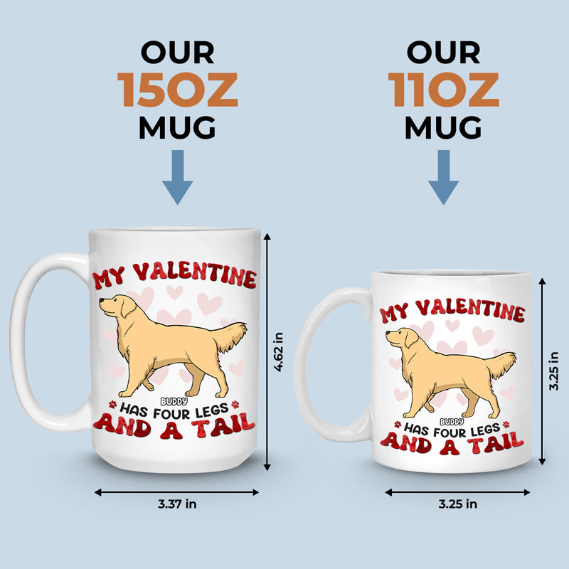 Mon Valentin a quatre pattes - Mug personnalisé pour chien - Cadeau de Saint-Valentin pour les propriétaires et les amoureux des animaux