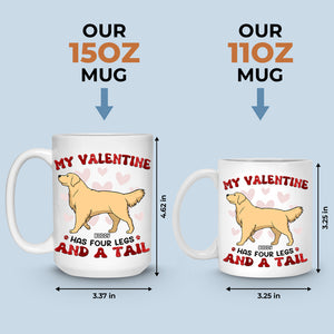 Mon Valentin a quatre pattes - Mug personnalisé pour chien - Cadeau de Saint-Valentin pour les propriétaires et les amoureux des animaux