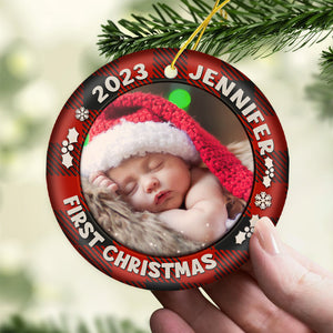 Décoration de Noël personnalisée avec photo pour chien et chat - Décoration ronde en céramique - Cadeau de Noël pour les familles, les propriétaires d'animaux et les amoureux des animaux