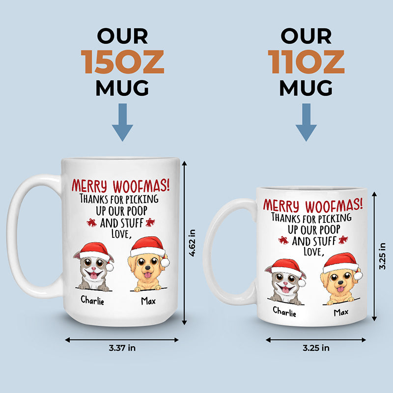 Merci d'avoir récupéré nos affaires, mon amour ! Mug personnalisé pour chien ! Cadeau de Noël pour les propriétaires d'animaux et les amoureux des animaux.