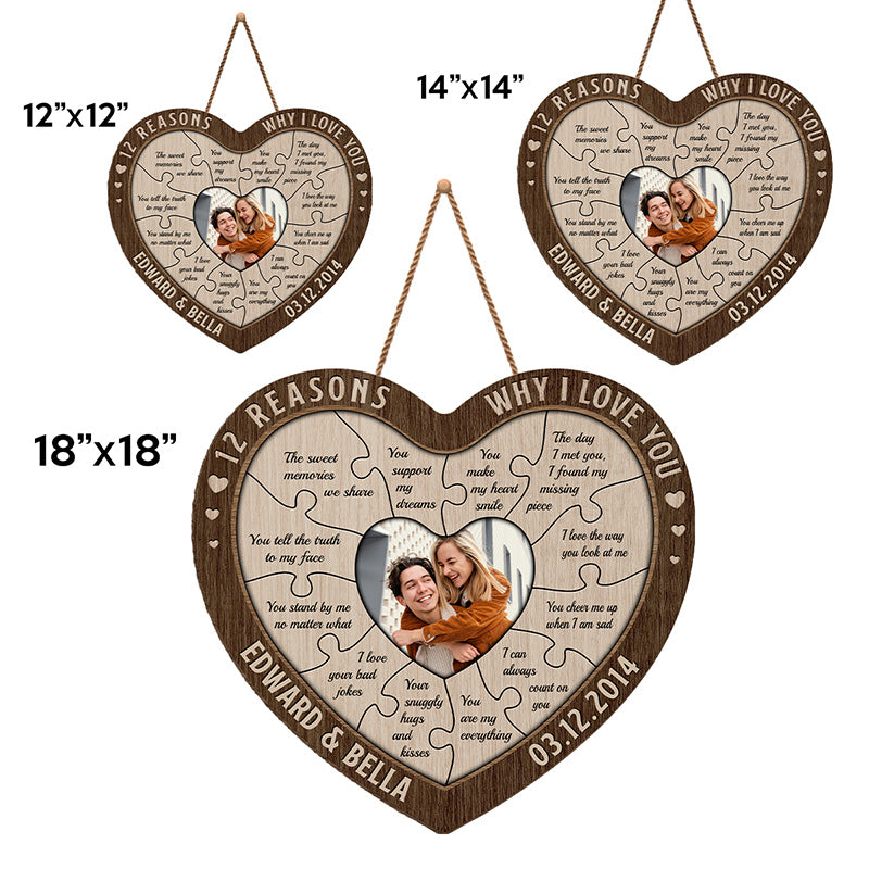 Photo personnalisée « J'adore vos mauvaises blagues » - Panneau en bois personnalisé en forme de cœur pour décoration d'intérieur - Cadeau de pendaison de crémaillère pour mari et femme, anniversaire