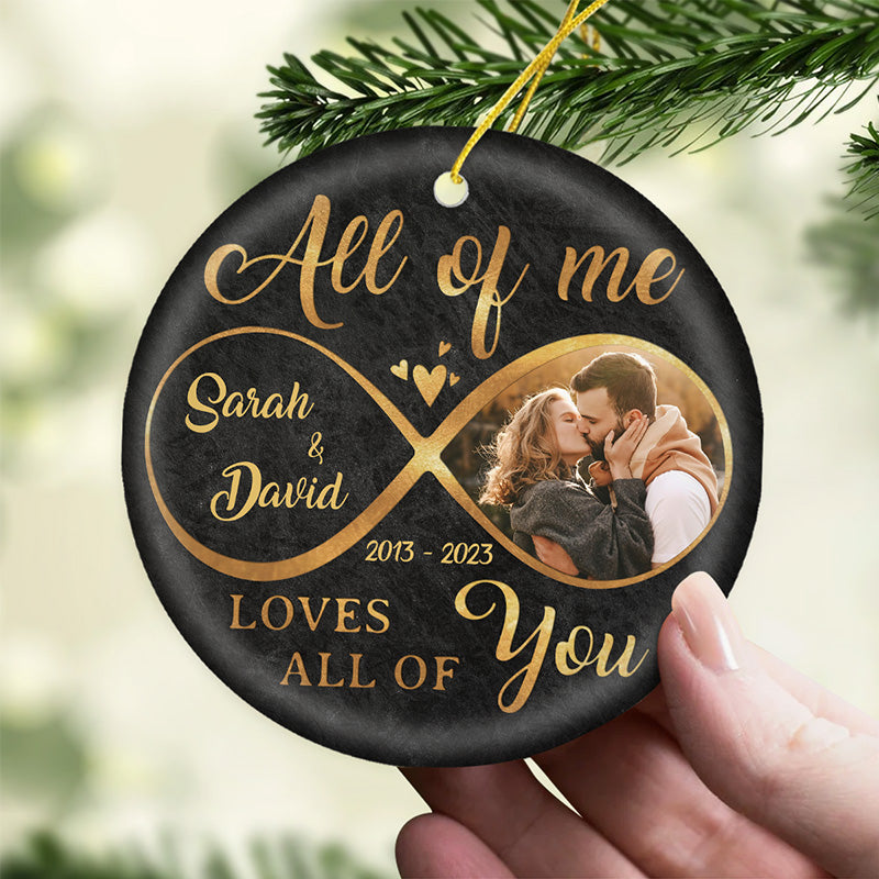 Photo personnalisée « Tout de moi » – Ornement personnalisé pour couple – Forme ronde en céramique – Cadeau de Noël pour mari et femme, anniversaire