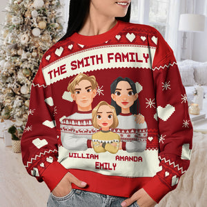 La famille est éternelle - Sweat-shirt personnalisé pour la famille - Pull en laine unisexe - Cadeau de Noël pour les membres de la famille