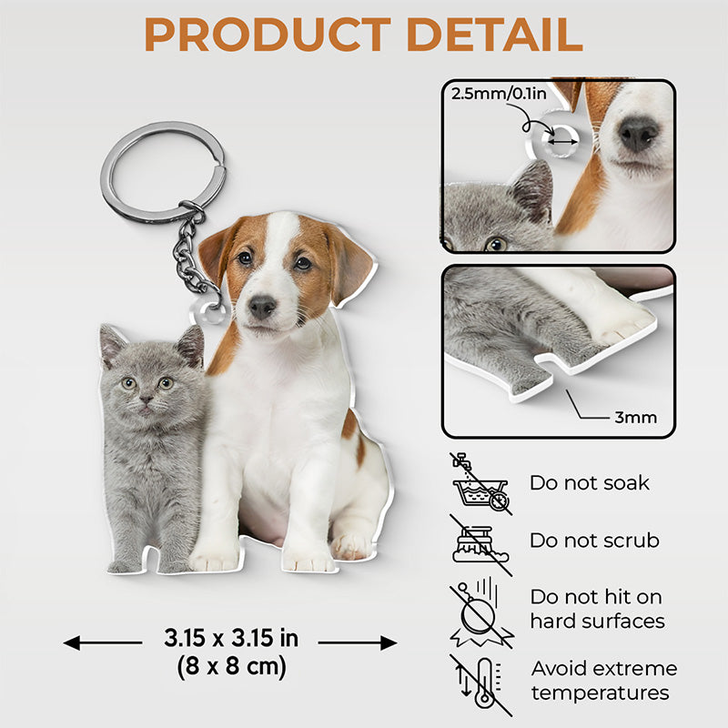 Porte-clés personnalisé en acrylique avec photo « Mon ami à quatre pattes est mon ange des fêtes » pour chien et chat – Cadeau pour propriétaires et amoureux des animaux