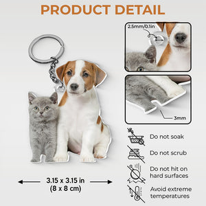 Porte-clés personnalisé en acrylique avec photo « Mon ami à quatre pattes est mon ange des fêtes » pour chien et chat – Cadeau pour propriétaires et amoureux des animaux