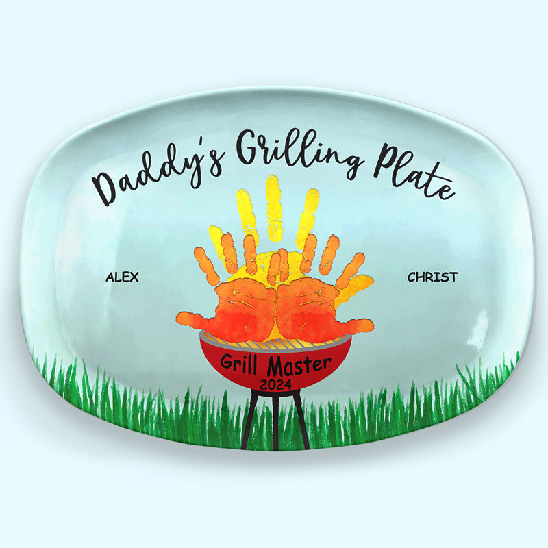 Papa Grill Master - Plateau personnalisé familial - Cadeau de fête des pères et d'anniversaire pour papa