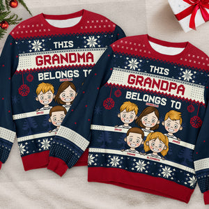 Cette grand-mère appartient au style noir - Sweat-shirt moche personnalisé pour la famille - Pull en laine unisexe - Cadeau de Noël pour grand-mère et grands-parents