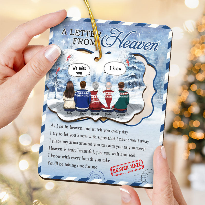 Heaven Mail - Carte commémorative personnalisée en bois avec ornement amovible - Cadeau de Noël, cadeau de condoléances pour les membres de la famille