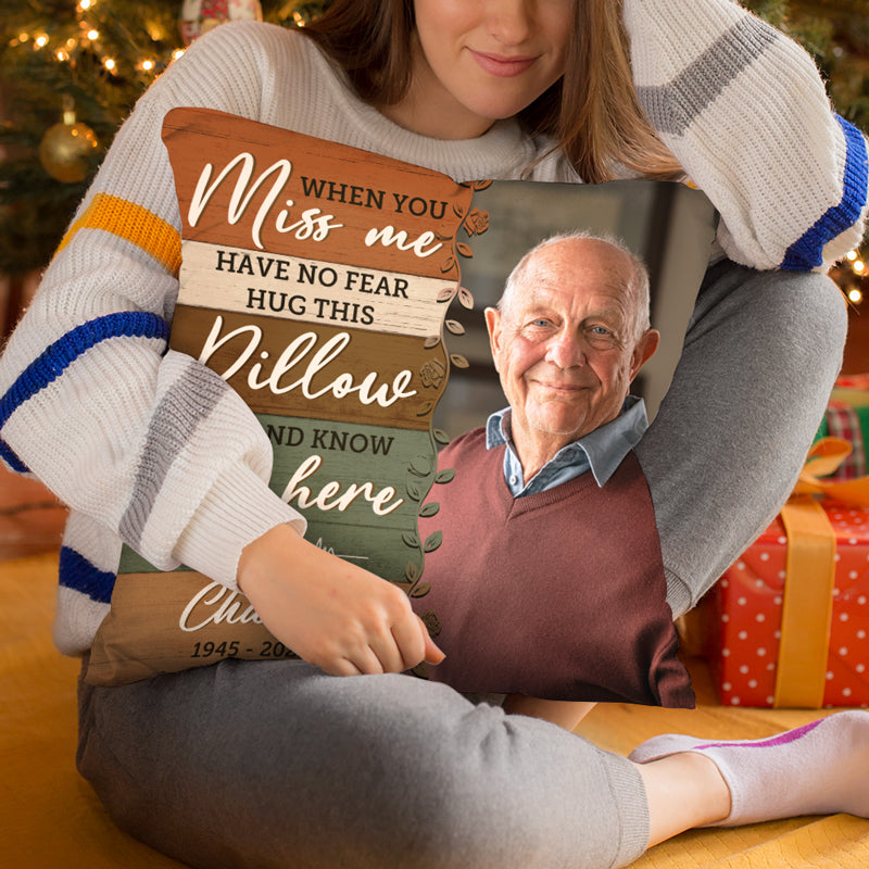 Photo personnalisée « Tu me manques pour toujours » - Coussin personnalisé commémoratif - Cadeau de Noël, cadeau de condoléances pour les membres de la famille