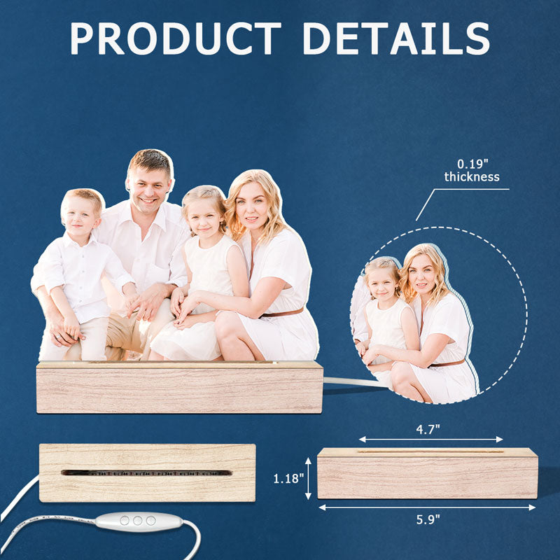 Photo personnalisée : la source de ma plus grande joie - Lampe LED 3D personnalisée en forme de famille - Téléchargez une photo cadeau pour les membres de la famille