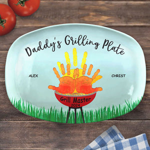 Papa Grill Master - Plateau personnalisé familial - Cadeau de fête des pères et d'anniversaire pour papa