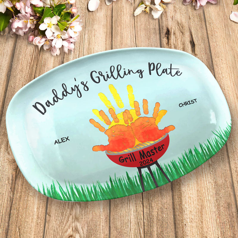 Papa Grill Master - Plateau personnalisé familial - Cadeau de fête des pères et d'anniversaire pour papa