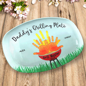 Papa Grill Master - Plateau personnalisé familial - Cadeau de fête des pères et d'anniversaire pour papa