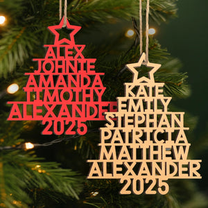 Family Christmas Tree - Family Personalized Custom Ornament - Wood Custom Shaped - Christmas Gift For Family Members