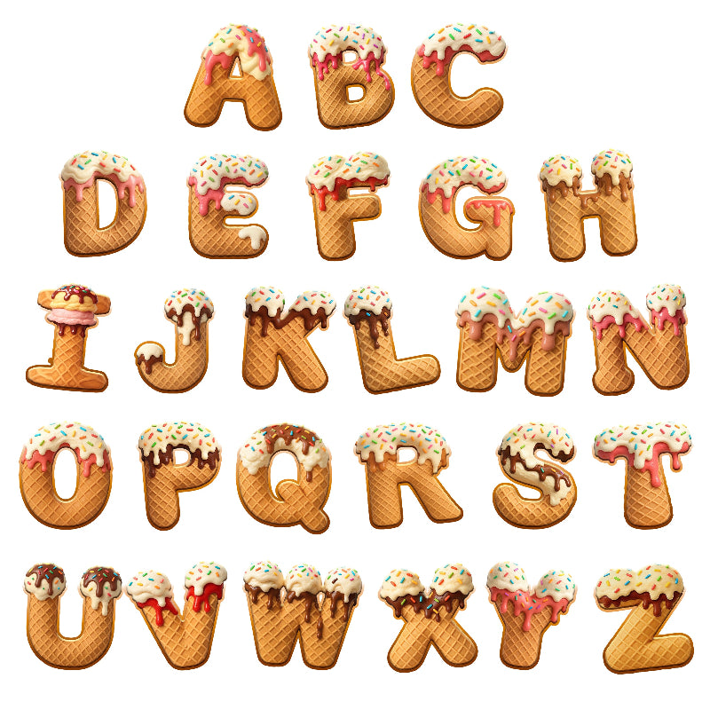 Custom Ice Cream Letter Wooden Ornament - Personalized Christmas Birthday Gifts For Mom, Dad, Brother, Sister, Kids - Love Dipped In Sugar