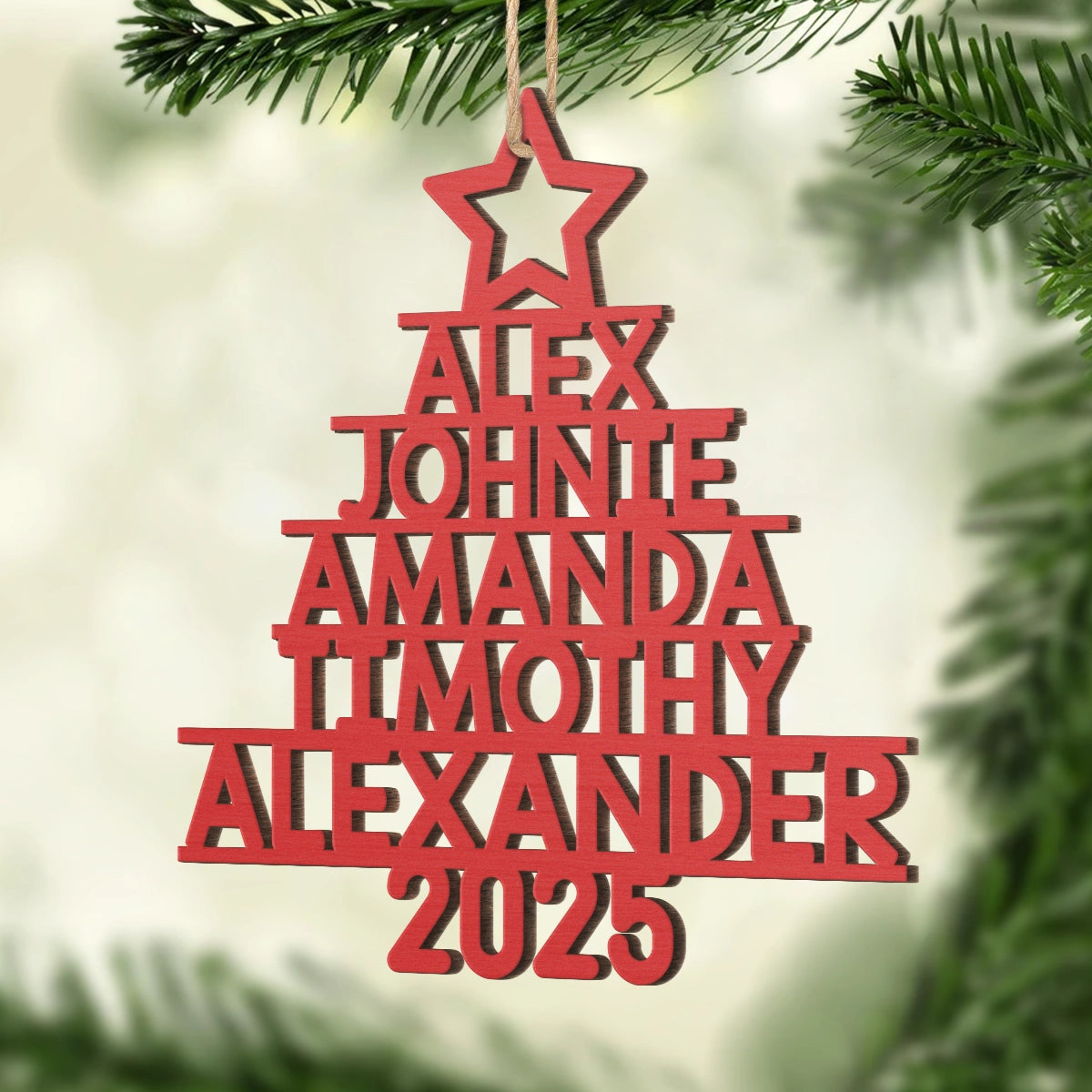 Family Christmas Tree - Family Personalized Custom Ornament - Wood Custom Shaped - Christmas Gift For Family Members