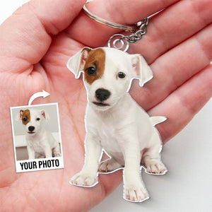 Porte-clés personnalisé en acrylique avec photo « Mon ami à quatre pattes est mon ange des fêtes » pour chien et chat – Cadeau pour propriétaires et amoureux des animaux