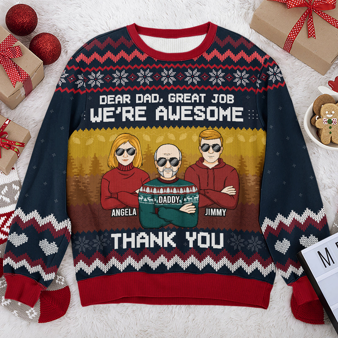 Nous sommes géniaux - Sweat-shirt moche personnalisé pour la famille - Pull en laine unisexe - Cadeau de Noël pour papa