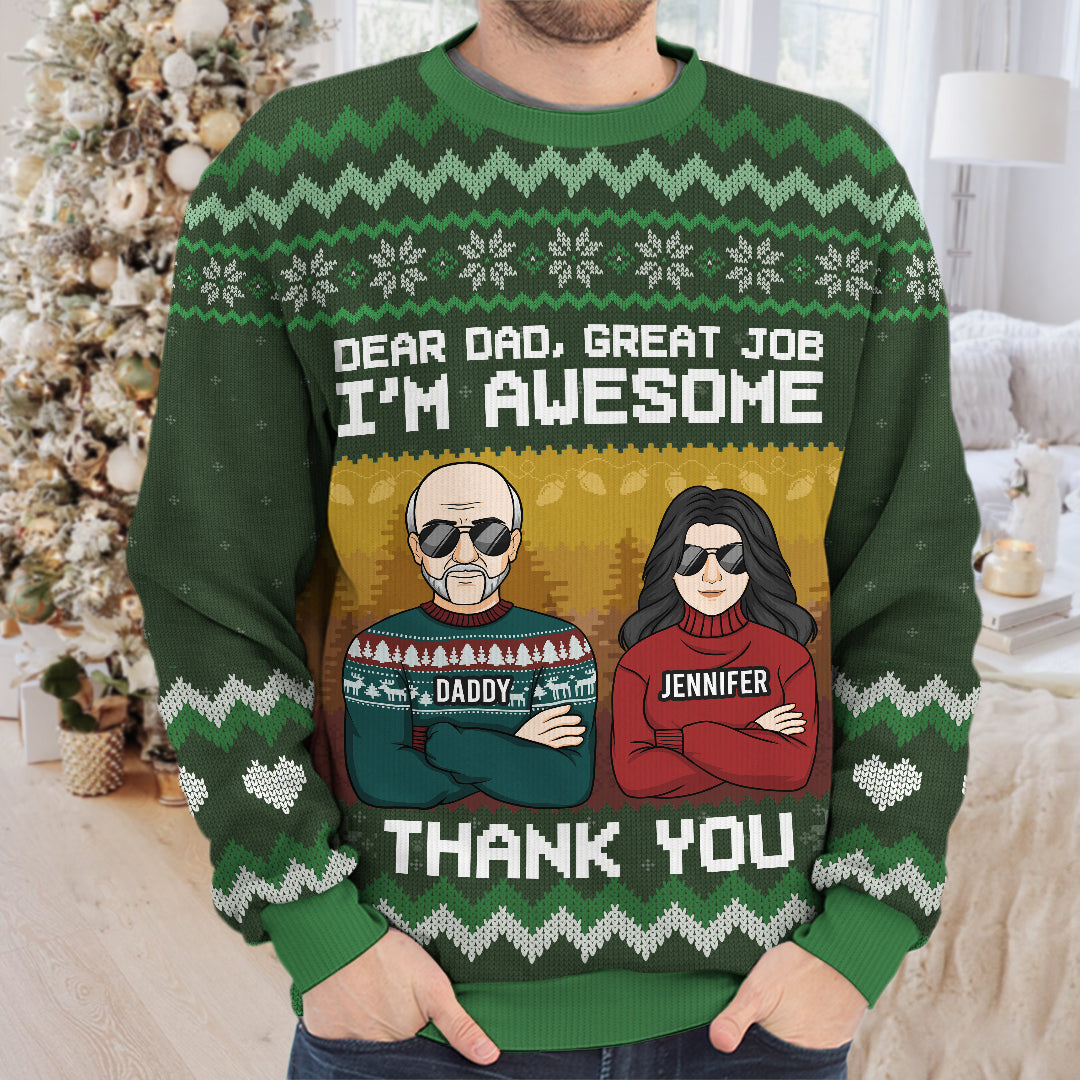 Nous sommes géniaux - Sweat-shirt moche personnalisé pour la famille - Pull en laine unisexe - Cadeau de Noël pour papa