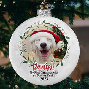 Custom Photo My First Christmas - Dog & Cat Personalized Custom White Flat Ball Ornament - Christmas Gift For Pet Owners, Pet Lovers