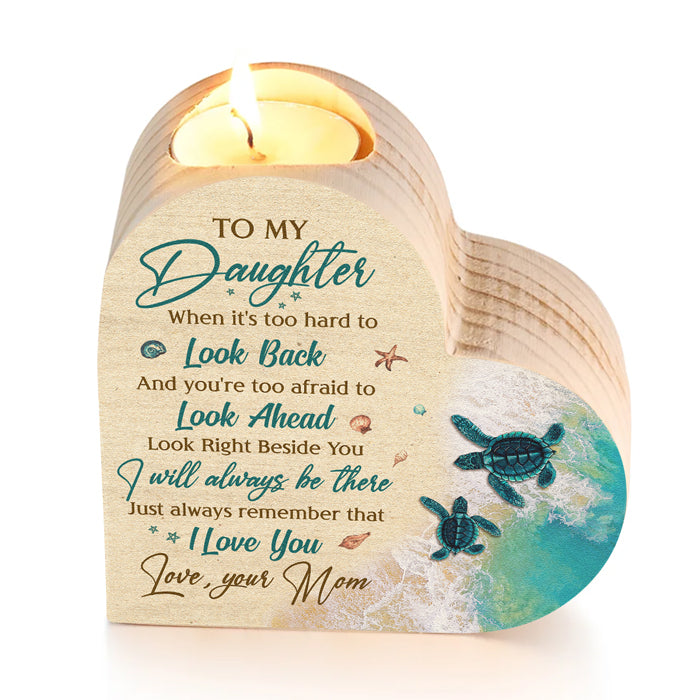 Je serai toujours là, juste à côté de toi - Bougeoir personnalisé en forme de cœur pour la famille - Cadeau pour fille de maman, cadeau pour petite-fille de grand-mère