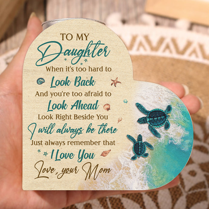 Je serai toujours là, juste à côté de toi - Bougeoir personnalisé en forme de cœur pour la famille - Cadeau pour fille de maman, cadeau pour petite-fille de grand-mère