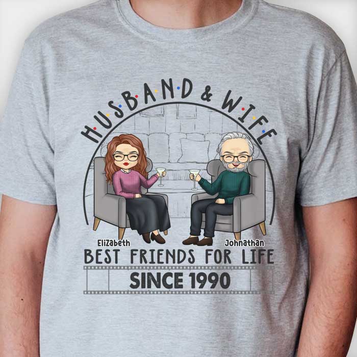 Mari et femme sont les meilleurs amis pour la vie - T-shirt unisexe personnalisé, sweat à capuche, sweat-shirt - Cadeau pour couple, mari et femme, anniversaire, fiançailles, mariage, cadeau de mariage
