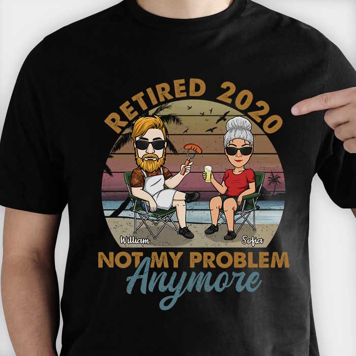 Ce n'est plus mon problème - T-shirt unisexe personnalisé, sweat à capuche, sweat-shirt - Cadeau pour couple, mari, femme, anniversaire, fiançailles, mariage, mariage, cadeau de camping