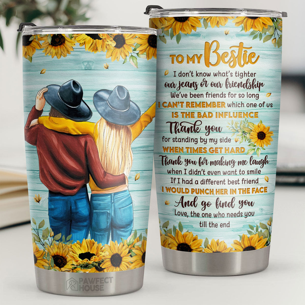 Pawfect House 20oz Tumbler - Thank You For Standing By My Side - Stainless Steel Insulated Tumbler Cute Tumbler For Best Friend Birthday Christmas Best Friends Wedding Matching Couples Stuff For BFF