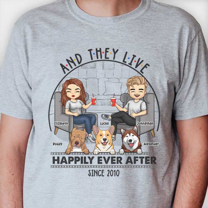 Ils vécurent heureux pour toujours - T-shirt unisexe personnalisé, sweat à capuche, sweat-shirt - Cadeau pour couple, mari et femme, anniversaire, fiançailles, mariage, cadeau de mariage