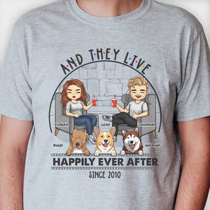 Ils vécurent heureux pour toujours - T-shirt unisexe personnalisé, sweat à capuche, sweat-shirt - Cadeau pour couple, mari et femme, anniversaire, fiançailles, mariage, cadeau de mariage
