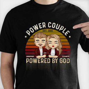 Couple puissant, propulsé par Dieu - T-shirt unisexe personnalisé, sweat à capuche, sweat-shirt - Cadeau pour couple, mari et femme, anniversaire, fiançailles, mariage, cadeau de mariage