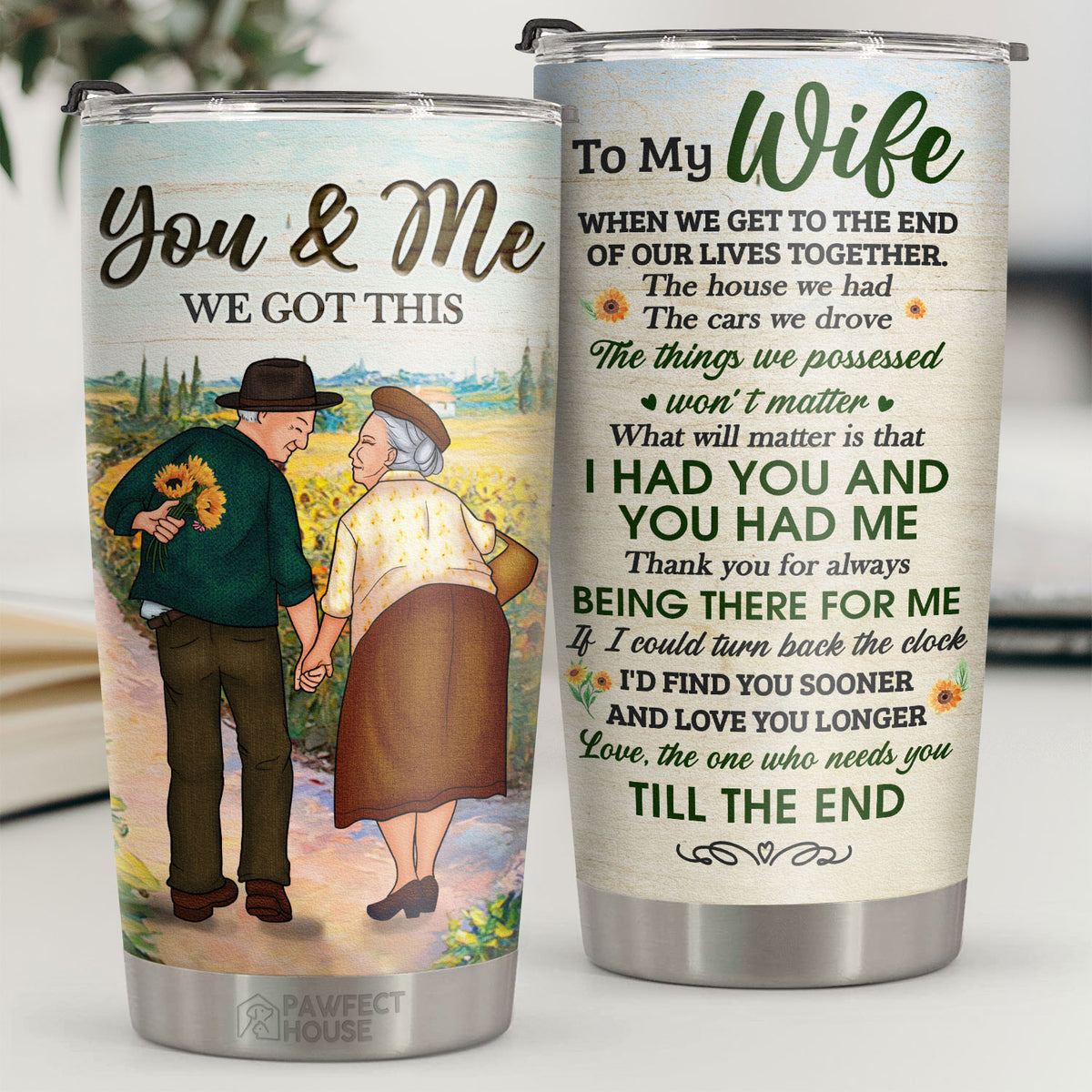 Merci d'être toujours là pour moi, celui qui a besoin de toi jusqu'à la fin - Gobelet - À ma femme, cadeau pour femme, anniversaire, fiançailles, mariage, cadeau de mariage