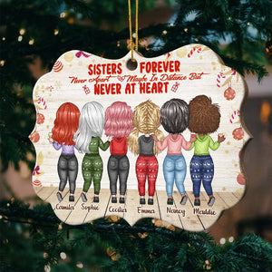 Sisters Forever, Never Apart - Maybe In Distance But Never At Heart  - Personalized Shaped Ornament.