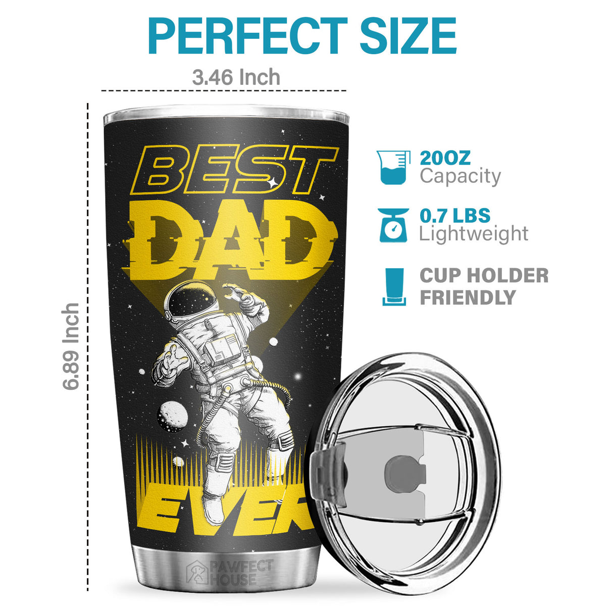 Meilleur papa de tous les temps, Valeurs nutritionnelles du papa n° 1 - Gobelet - À mon papa, Cadeau pour papa, Cadeau papa de la part de sa fille et de son fils, Cadeau d'anniversaire pour papa
