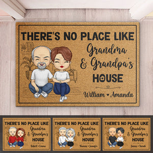 Il n'y a pas d'endroit comme la maison de grand-mère et grand-père - Tapis décoratif personnalisé pour la famille - Cadeau pour grand-mère, grand-père