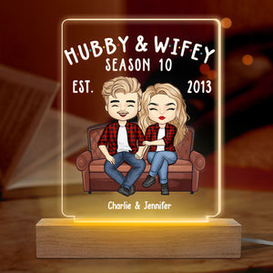 Hubby &amp; Wifey Season - Lampe LED 3D personnalisée pour couple - Cadeau pour mari et femme, anniversaire