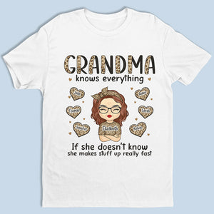 Grand-mère sait tout - T-shirt unisexe personnalisé pour la famille, sweat à capuche, sweat-shirt - Cadeau de fête des mères, d'anniversaire pour grand-mère