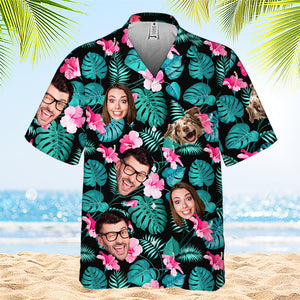 Photo personnalisée « Tu m'as eu à Aloha » - T-shirt hawaïen unisexe personnalisé avec visage personnalisé pour la famille - Cadeau pour la famille, les propriétaires d'animaux et les amoureux des animaux