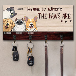 La maison est là où sont les pattes - Porte-clés personnalisé pour chien et chat, porte-clés - Cadeau pour les amoureux des animaux, propriétaires d'animaux