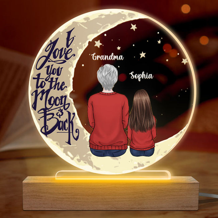 Je t'aime plus que tout - Lampe LED 3D ronde personnalisée pour la famille - Cadeau d'anniversaire pour grand-mère et fête des mères