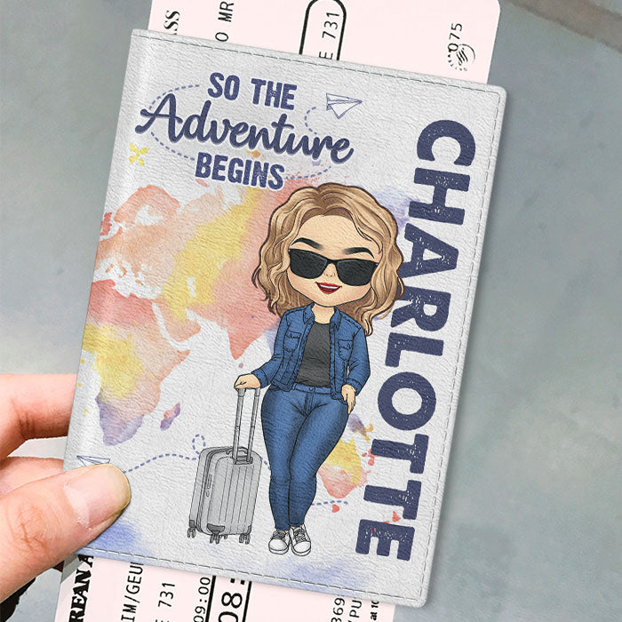 Alors l'aventure commence - Étui de passeport personnalisé pour voyage, porte-passeport - Cadeau pour les amoureux du voyage