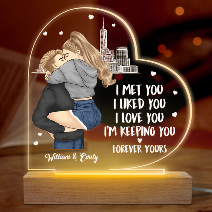 Je t'aime, je te garde - Couple personnalisé en forme de cœur 3D LED lumière - Cadeau pour mari femme, anniversaire