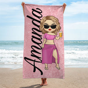 The Beach Is Calling Enjoy The Party - Bestie Personalized Custom Beach Towel - Gift For Best Friends, BFF, Sisters