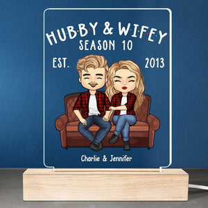 Hubby &amp; Wifey Season - Lampe LED 3D personnalisée pour couple - Cadeau pour mari et femme, anniversaire