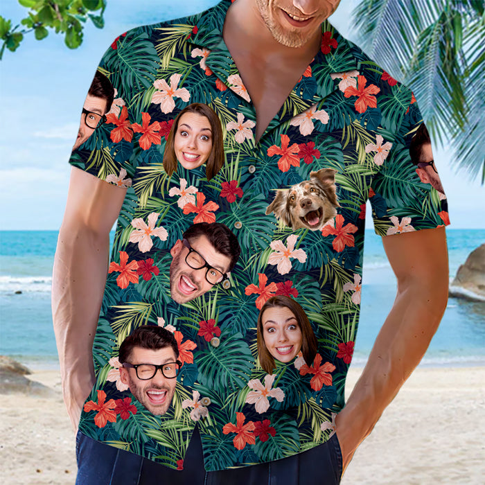 Photo personnalisée « Tu m'as eu à Aloha » - T-shirt hawaïen unisexe personnalisé avec visage personnalisé pour la famille - Cadeau pour la famille, les propriétaires d'animaux et les amoureux des animaux